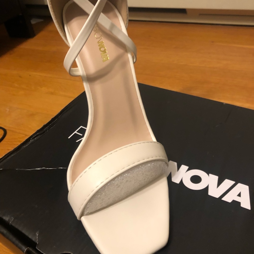 Cream lace-up heels